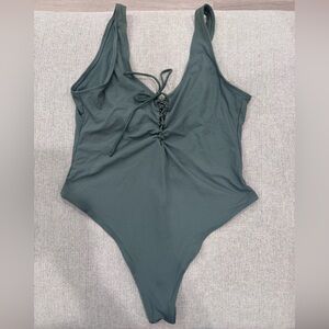Xhilaration Ribbed One-Piece Swimsuit in Dusty Green